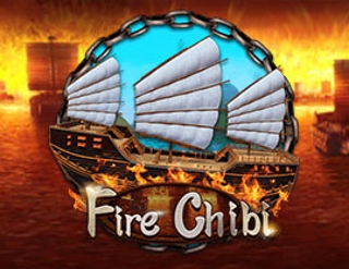 Fire Chibi-帆が三枚ある海賊船は火の海を航行する