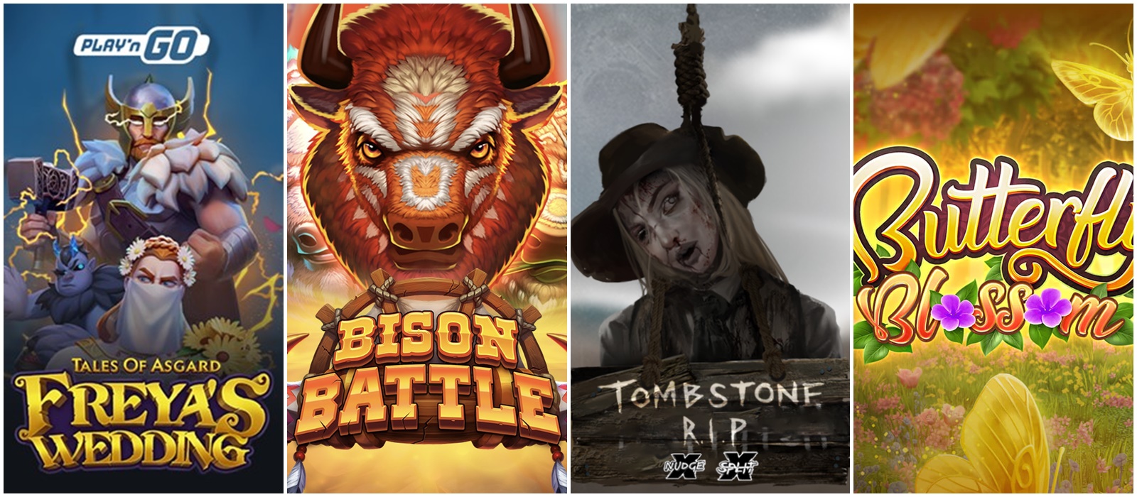 Dr.Casinoが推薦する4月の4つの人気スロットゲームーTALES OF ASGARD: FREYA'S WEDDING、BISON BATTLE、Tombstone R.I.P、Butterfly Blossom