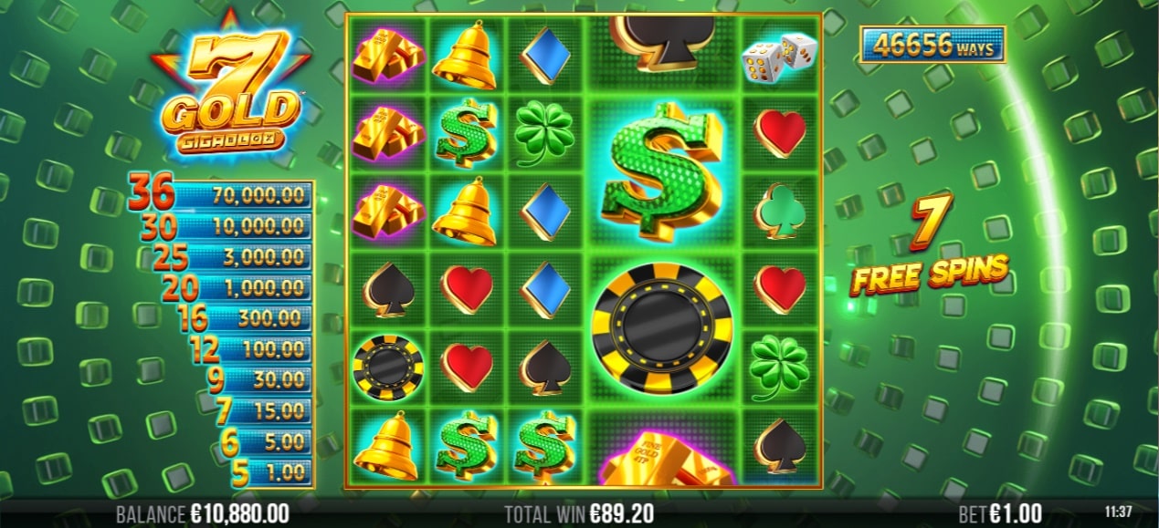スロット『7 Gold Gigablox』を紹介