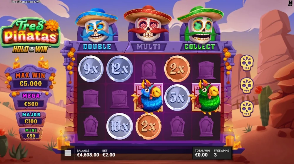 Tres Pinatas Hold & Winフリースピン